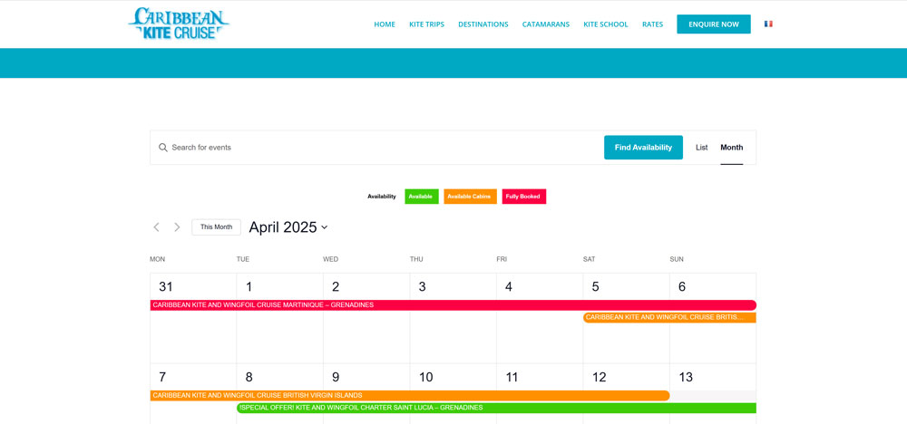 Caribbean Kite Cruise Calendar