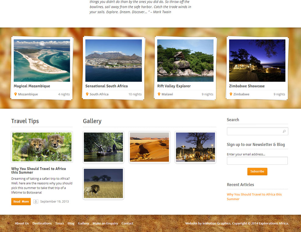 Explorations Africa Home Page Footer