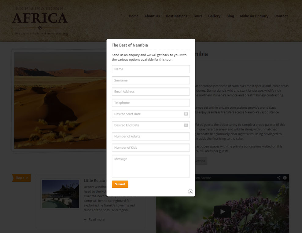 Explorations Africa Tour Enquiry