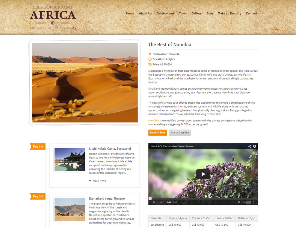 Explorations Africa Tour Page